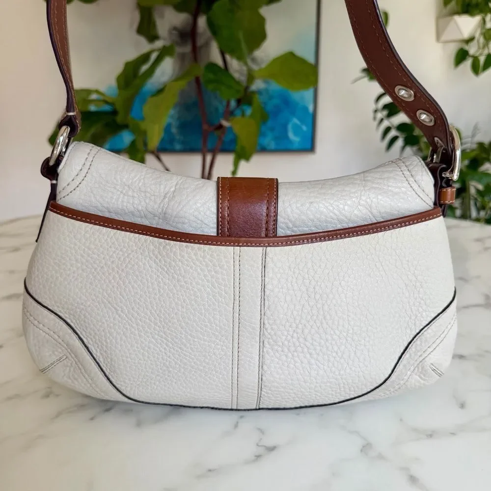 COACH Y2K Vintage Soho Medium Buckle Leather Shoulder Bag F12301 Cream Brown